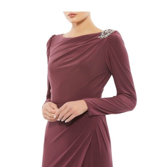 Ienna 55695 for MacDuggal purple mauve long sleeve gown dress size 10 - Picture 3 of 12